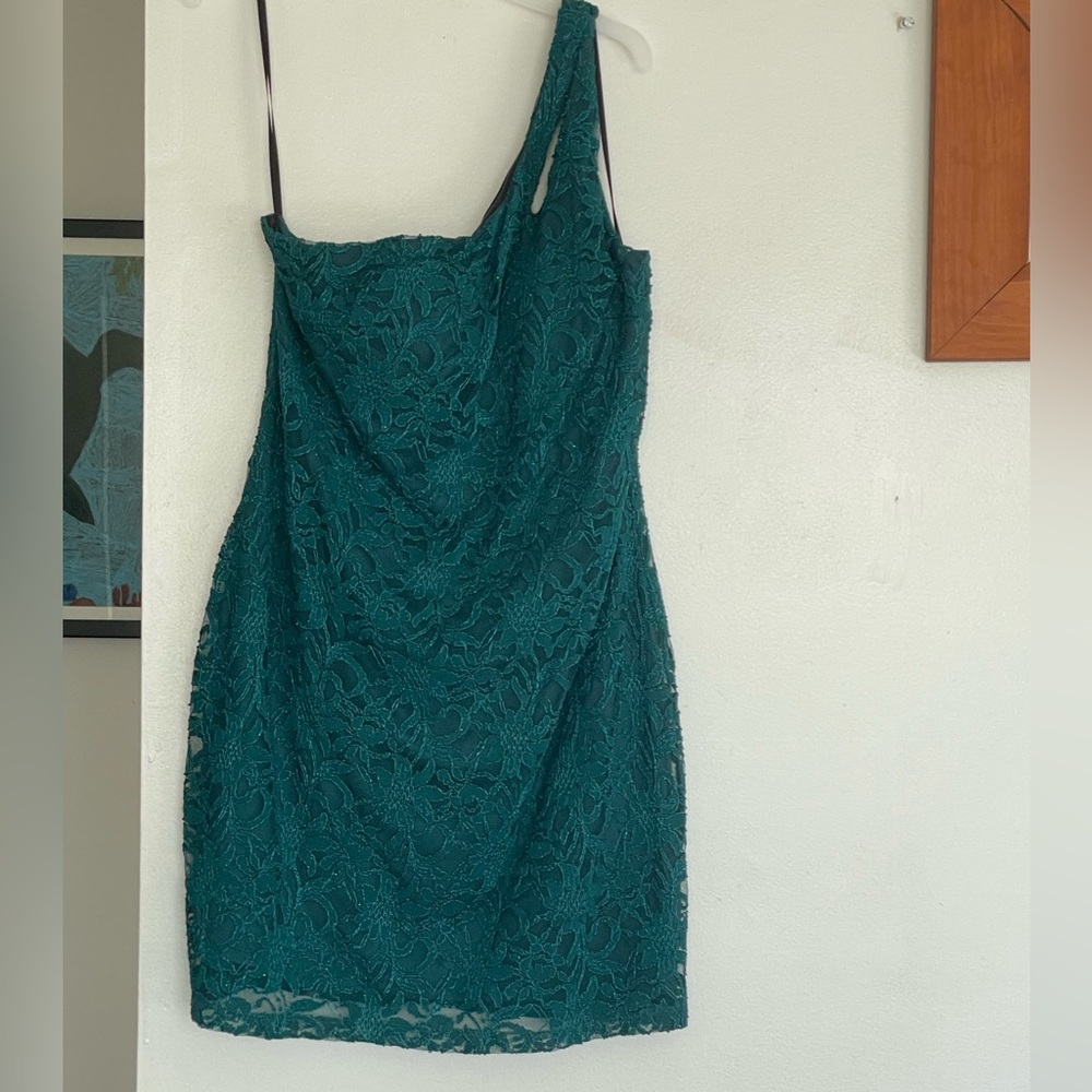 sparkly lace emerald dress